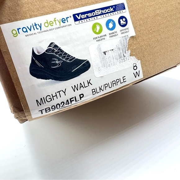 8W 8 W WIDE WIDTH Gravity Defyer Women's Mighty Walk Black‎ Purple Sneakers NEW - Picture 16 of 16